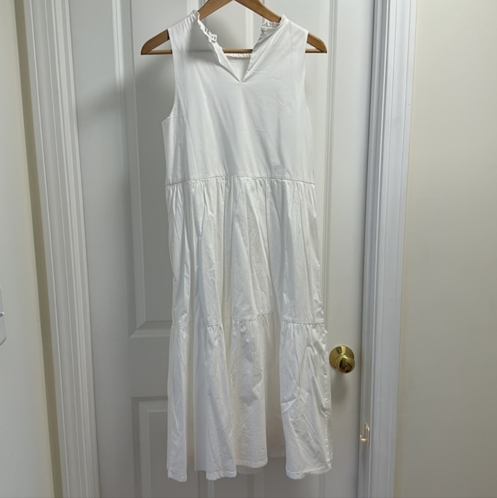 J.Crew sleeveless tiered dress- size 4- 100% cotton White, New with tags